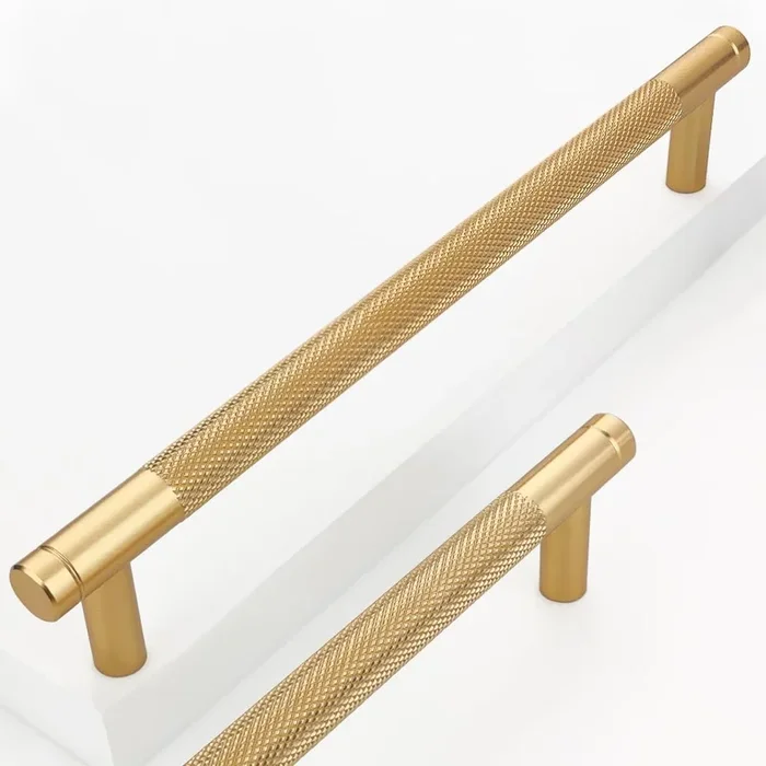 Guoharda 2 Pack 7 1/2 Inch 192 mm Gold Knurled Cabinet Handles Cabinet Pulls Aluminum Handles Pulls Oxidation Finish with Diamon