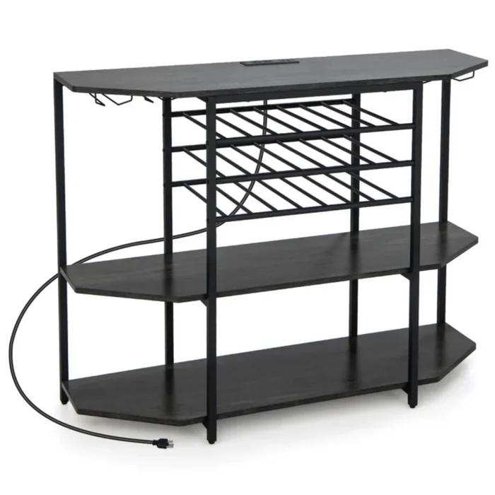 Hivvago 3-Tier Wine Bar Cabinet with Storage Shelves