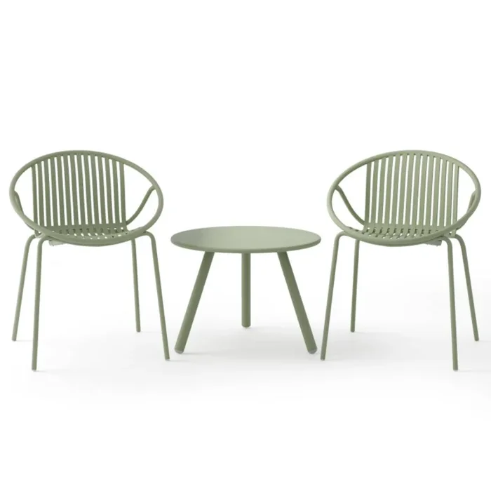 Hivvago All Weather PP Patio Conversation Set with Round Coffee table and 2 Chairs