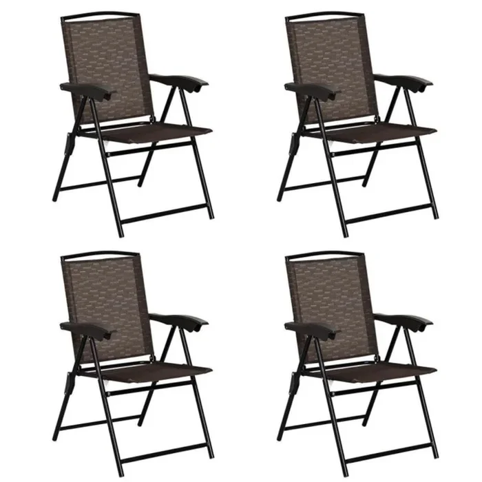 Hivvago Folding Sling Chairs with Smooth Armrests and Adjustable Back for Patio