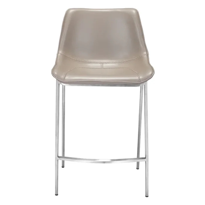 Hivvago Set of Two 26 Inch Gray And Silver Steel Low Back Counter Height Bar Chairs