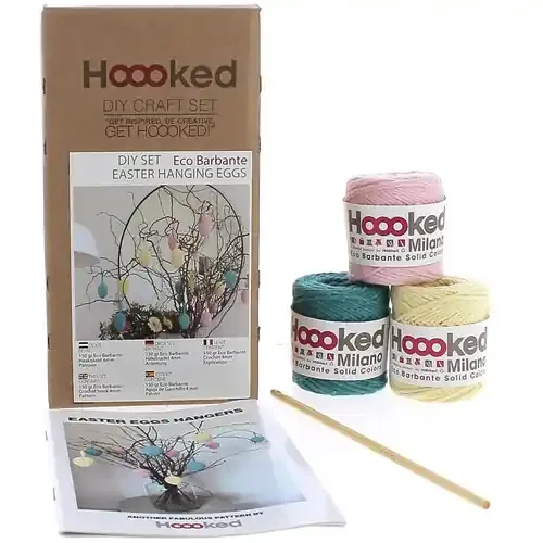 Hoooked Amigurumi DIY Kit W/Eco Barbante Yarn-Happy Easter Hanging Eggs – 5A0023XD-1G745