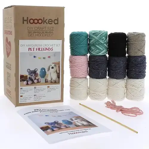 Hoooked Amigurumi DIY Kit W/Eco Barbante Yarn-Pet Friends – 5A0023XL-1G74B
