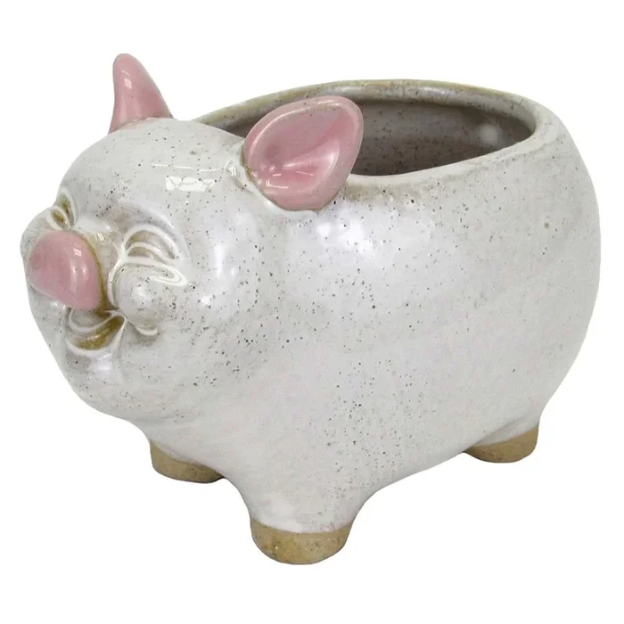 Indoor Pig Ceramic Pot, Extra Small