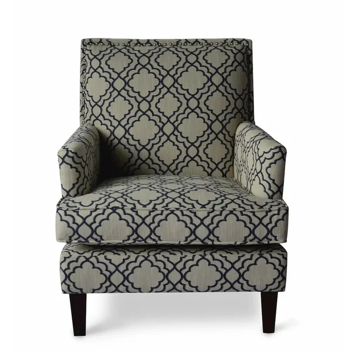 Jofran Aubrey Contemporary Geometric Upholstered Accent Chair with Nailhead Trim