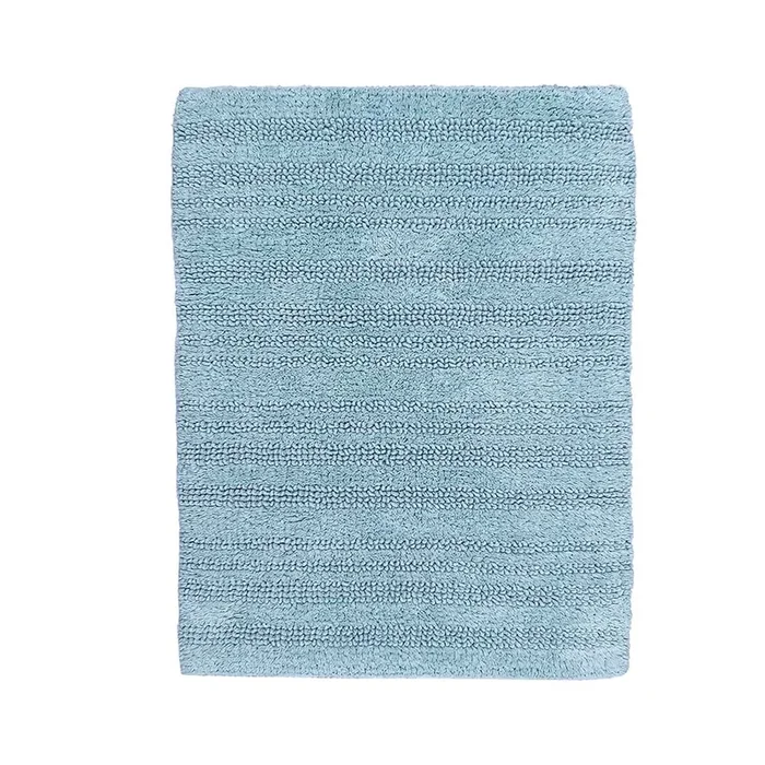 Knightsbridge Luscious Textured Striped All Season Soft Plush Cotton Reversible & Soft Bath Rug 17″ X 24″ Light Blue