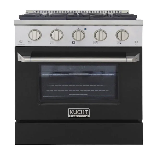 Kucht 30″ Pro-Style Propane Gas Dual Fuel Range with 4 Burners in Black, KDF302/LP-K