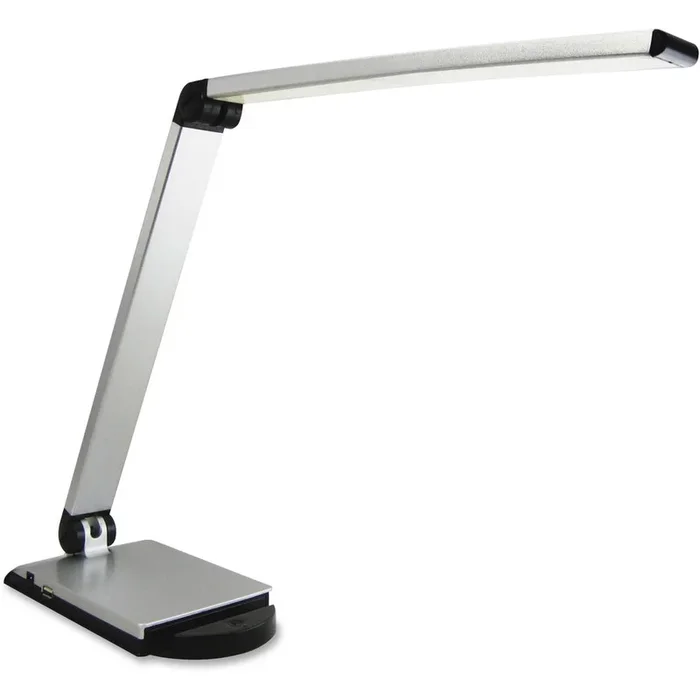 Lorell Smart Device Slot/USB Task Light – 8 W LED Bulb – USB Charging, Dimmable – Aluminum, Plastic – Desk Mountable – Silver – for Desk, Table, Indoor