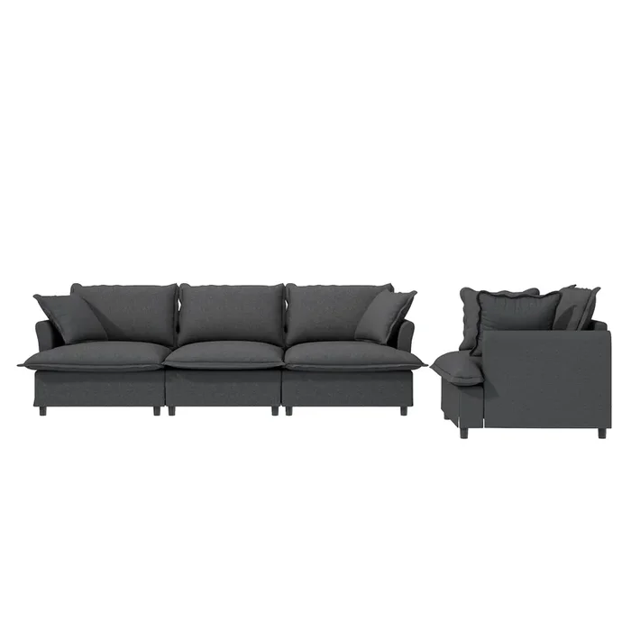 Merax 2 Pieces Living Room Sofa Set with Throw Pillows