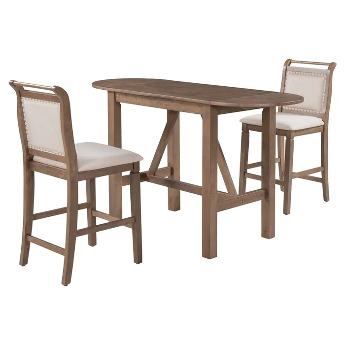 Merax 3-Piece Wood Counter Height Drop Leaf Dining Table Set