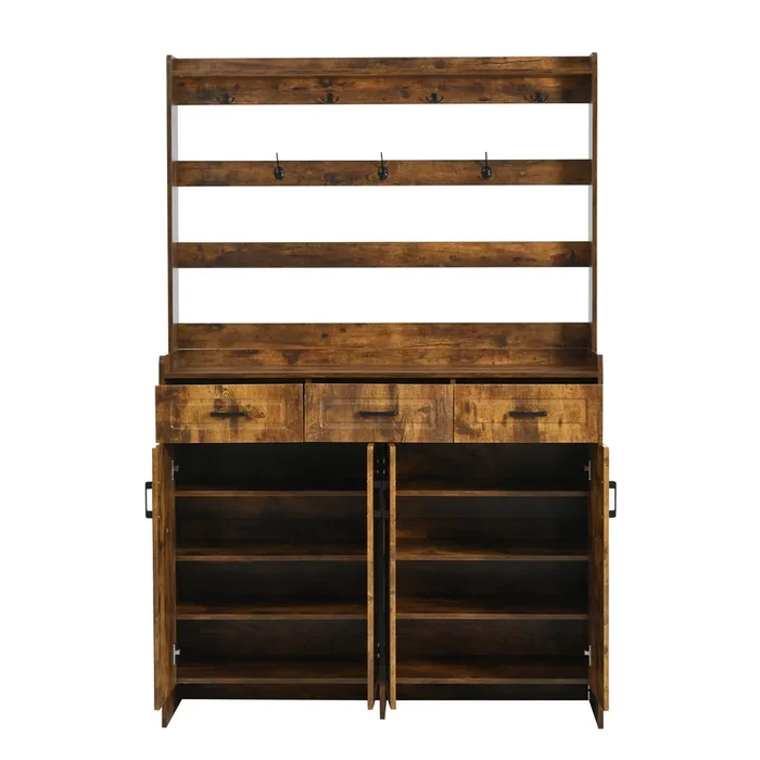 Merax 4-Door Shoe Cabinet with Coat Rack