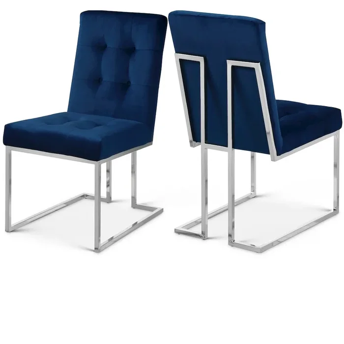 Meridian Furniture Alexis Navy Velvet Dining Chair, Set of 2