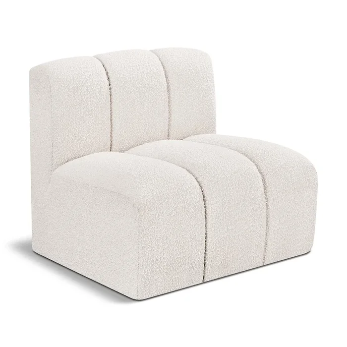 Meridian Furniture Arc Cream Boucle Fabric Straight Chair