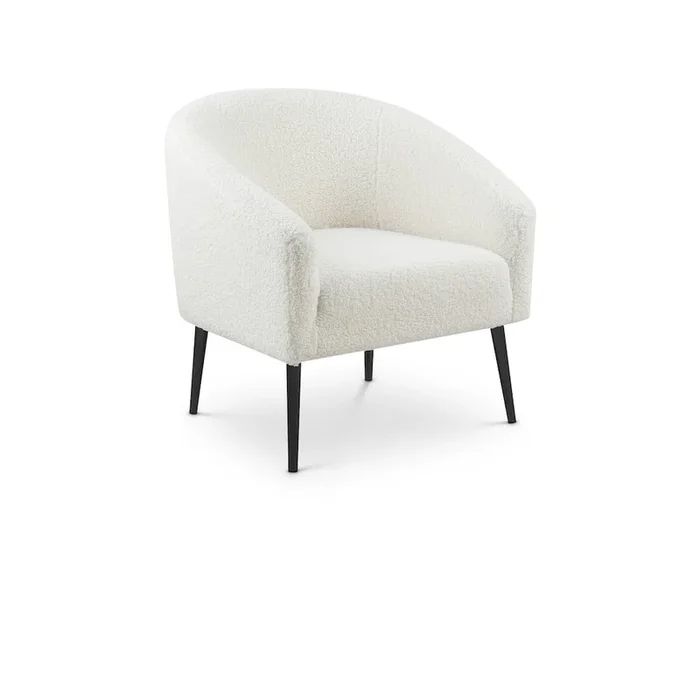 Meridian Furniture Barlow White Faux Sheepskin Fur Accent Chair