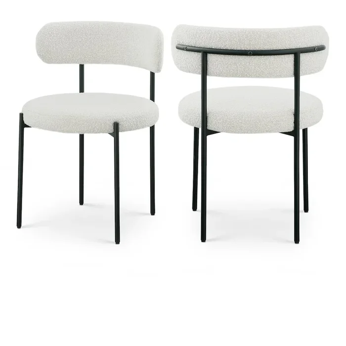 Meridian Furniture Beacon Cream Boucle Fabric Dining Chair, Set of 2