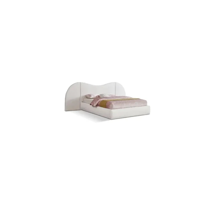 Meridian Furniture Everest Cream Linen Textured Fabric King Bed