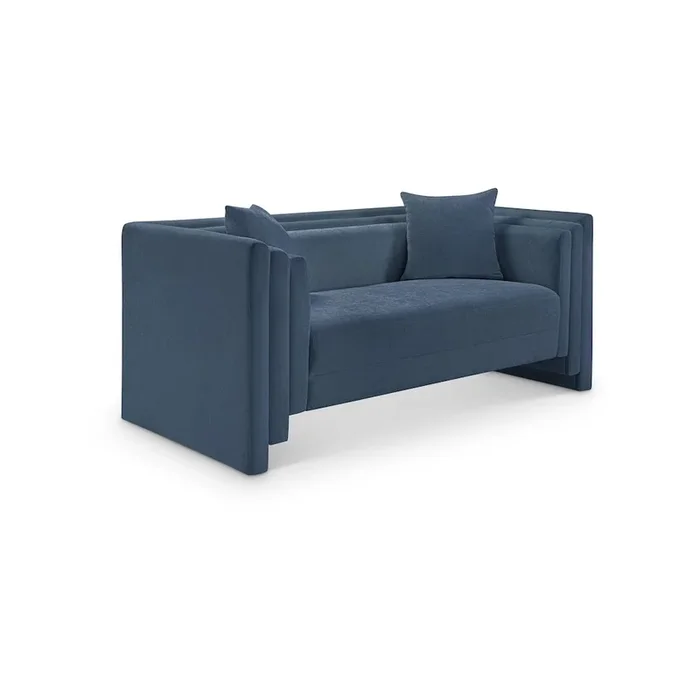 Meridian Furniture Everett Light Blue Chenille Fabric Loveseat