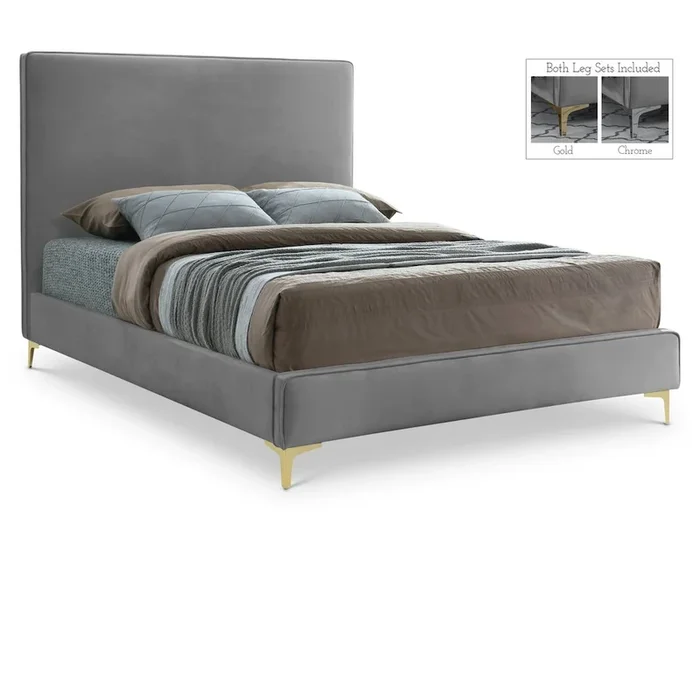 Meridian Furniture Geri Grey Velvet King Bed
