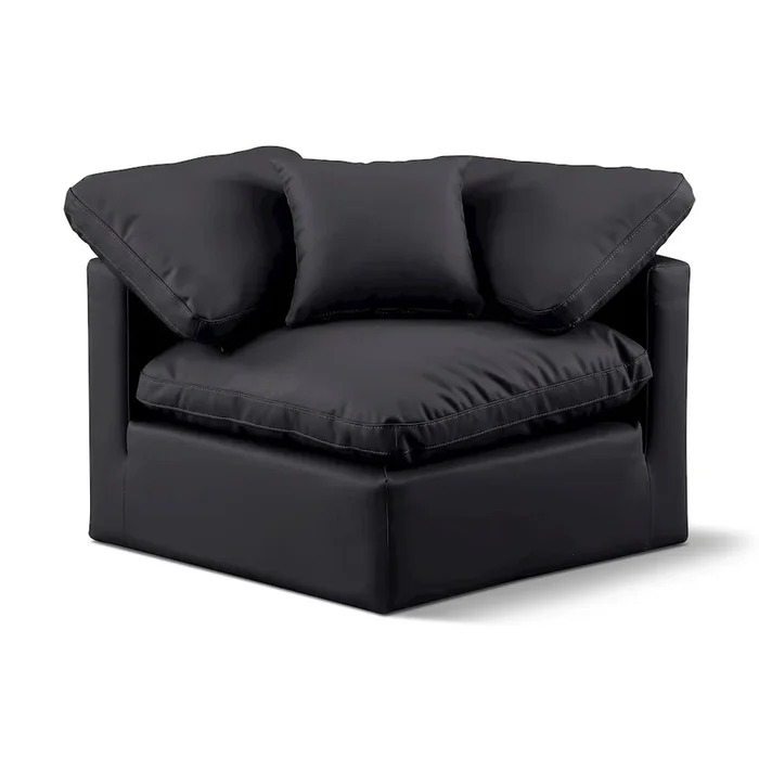 Meridian Furniture Indulge Black Vegan Leather Corner Chair