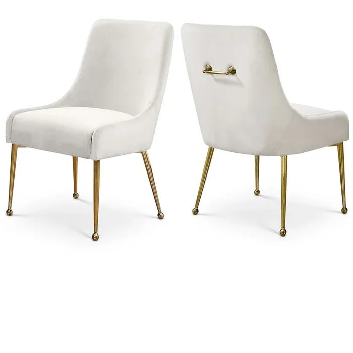 Meridian Furniture Owen Cream Velvet Dining Chair, Set of 2