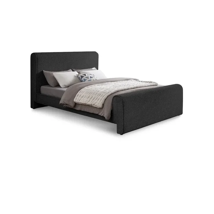 Meridian Furniture Stylus Black Boucle Fabric King Bed