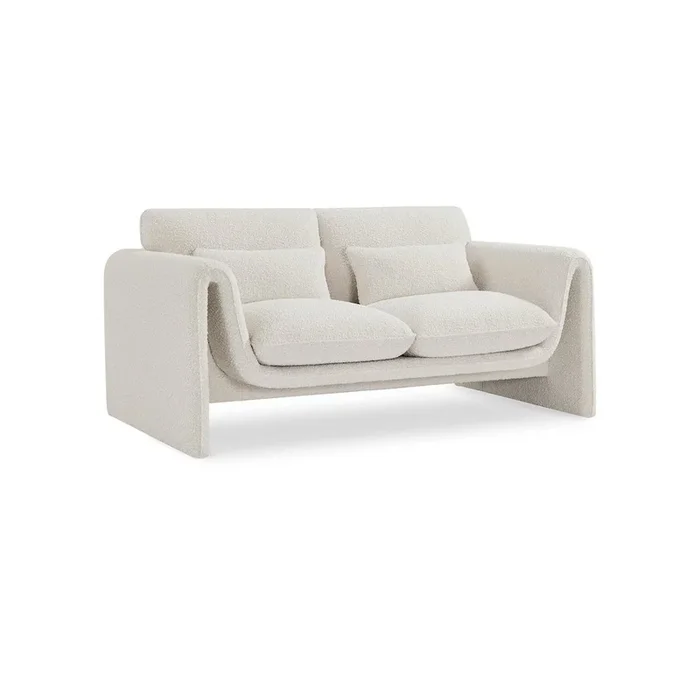 Meridian Furniture Stylus Cream Boucle Fabric Loveseat