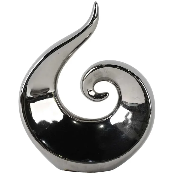 Modern Silver Ceramic Figurine, 8″