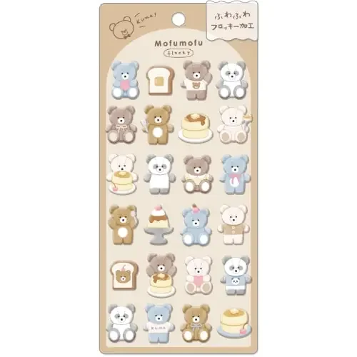 Mofumofu Flocky Puffy Sticker Sheet – Bear