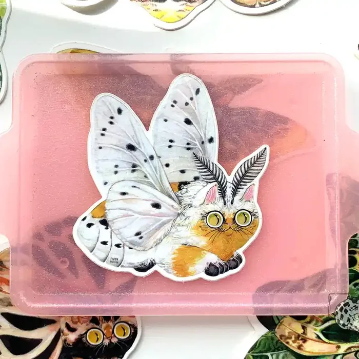 Moth Cat “Sunny Smile” Vinyl Sticker