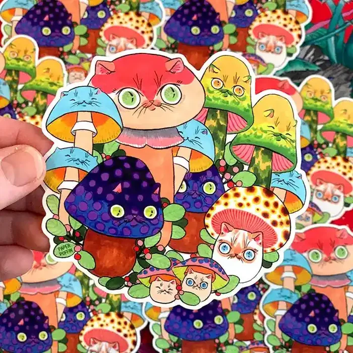 Mushroom Cat 27 Vinyl Sticker