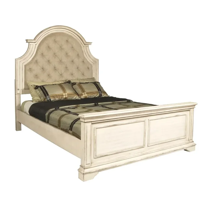 New Classic Furniture Anastasia 4-PC Cal King Wood Bedroom Set Nightstand in Ant White