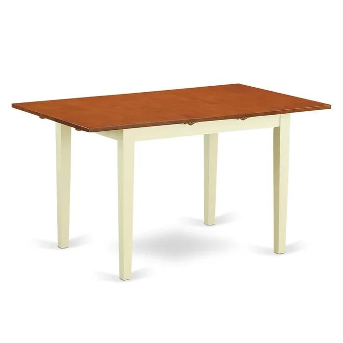 Norfolk rectangular table with 12″ Butterfly Leaf -Buttermilk and Cherry Finish.