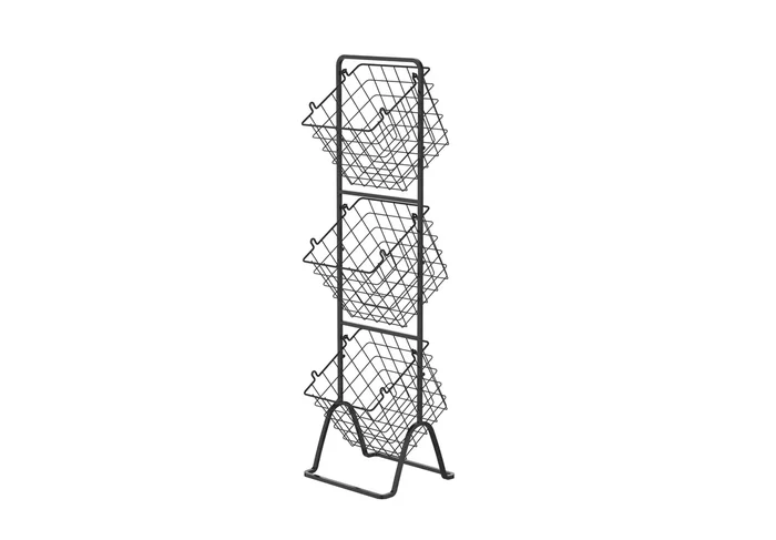 Oceanstar 3-Tier Metal Wire Storage Basket Stand with Removable Baskets, Black