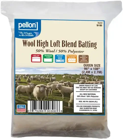 Pellon Wool High Loft Blend Batting-Queen Size 96″X108″ – W-96