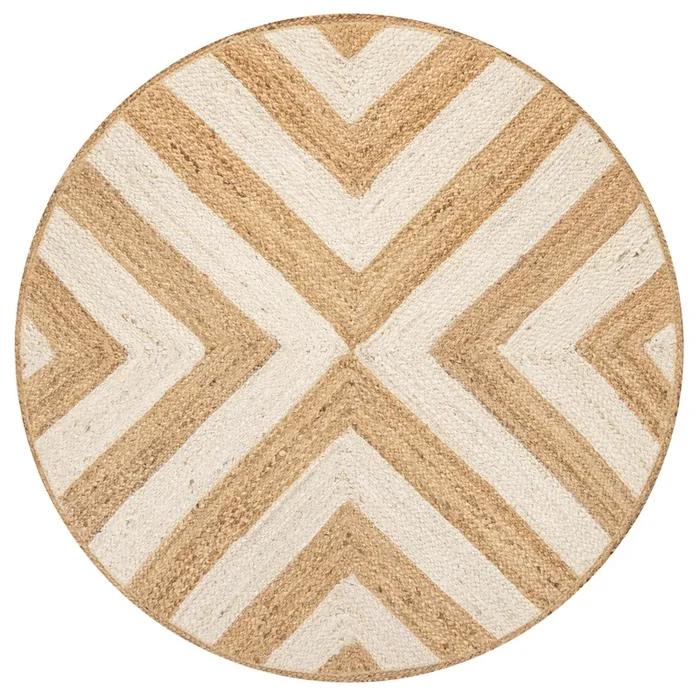 Piper Two Tone Chevron Round Jute Round Area Rug