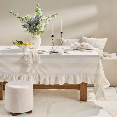 PiperNaturalStripeRuffleTableCloth