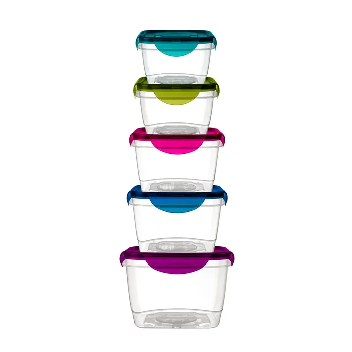 Plastic Jumbo Square Food Storage Container Set – 5 Container Set