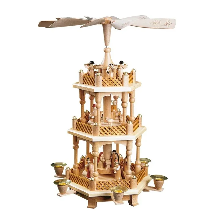 Pyramid – 3 tiers – Nativity Scene. Wise men, Shepherds and Angels