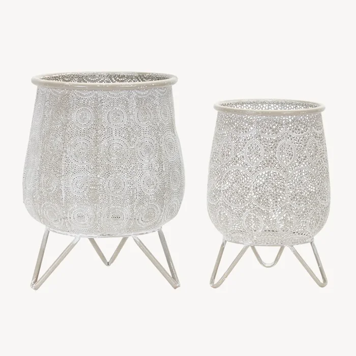 Set/2 Iron ContainersVases & Planters