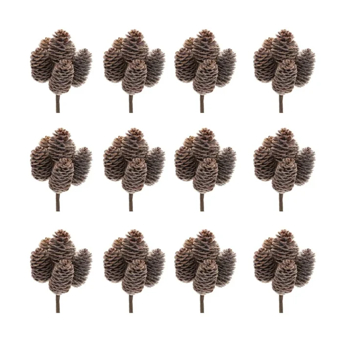 Set of 12 Pine Cone Bundles for Holiday Decor and Crafting