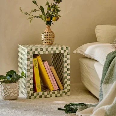 SohoGreenCapizCheckSideTable