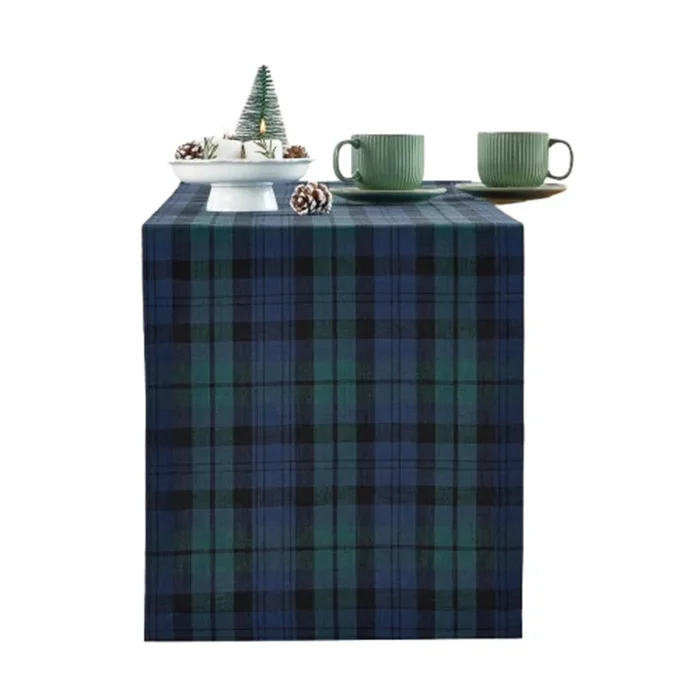 Solino Home 100% Pure Linen Table Runner – Blackwatch Plaid