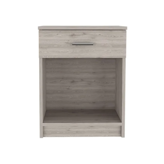 Streamdale Eco Nightstand, Superior Top, One Drawer, Lower Shelf – Light Gray