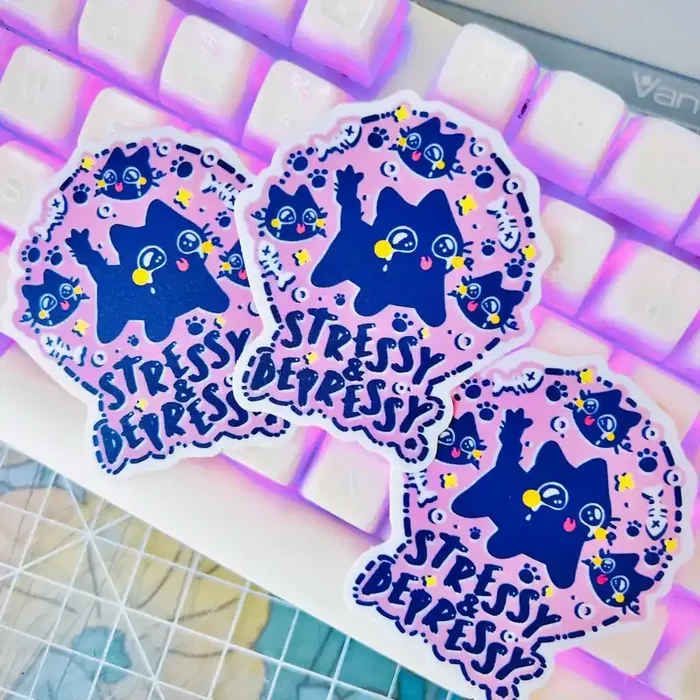 Stressy & Depressy Kitten Vinyl Sticker