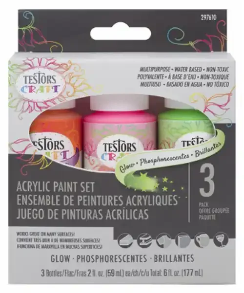 Testors Craft Acrylic Paint Set 3/Pkg-Glow – 297610