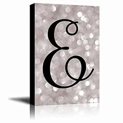 The Letter E in Brush Stroke Cursive on a Champagne Colored Bokeh Background – Modern Romantic Elegant Art – Canvas Art Home Art – 32×48 inches