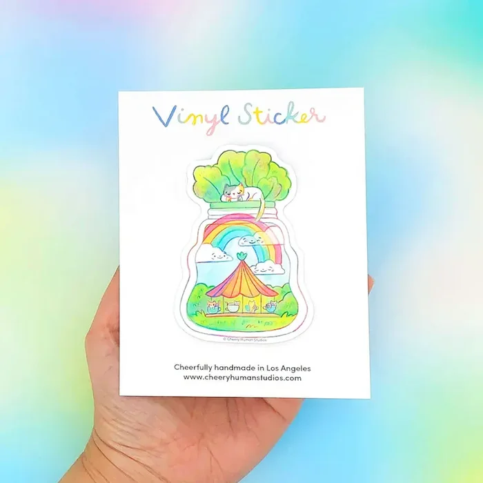 Tiny Worlds + Cats Carousel Vinyl Sticker