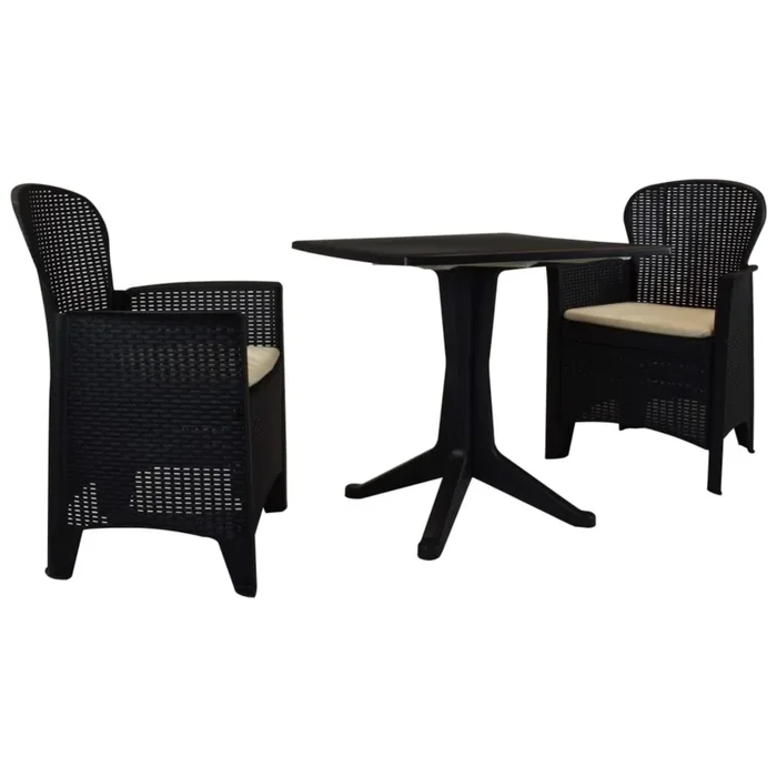 vidaXL 3 Piece Bistro Set Plastic Anthracite