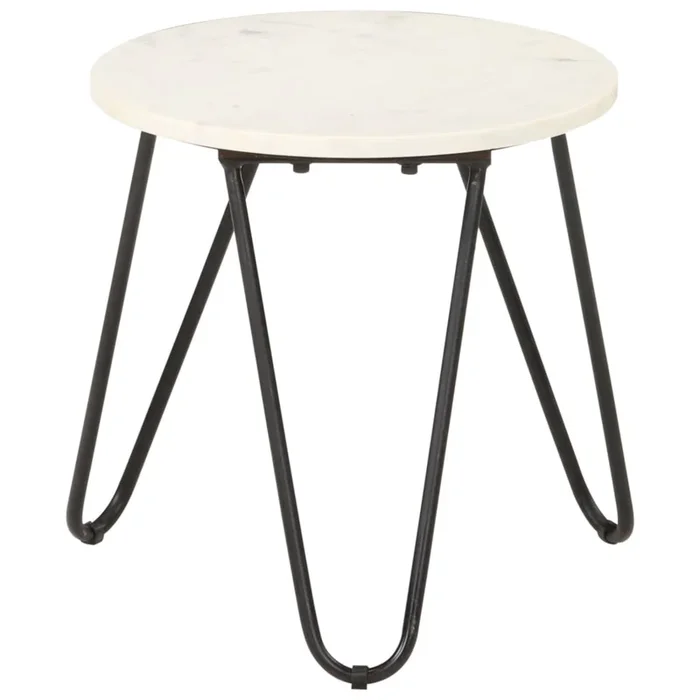 vidaXL Coffee Table White 15.7″x15.7″x15.7″ Real Stone with Marble Texture