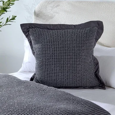 WaffleCharcoalEuropeanPillowcase
